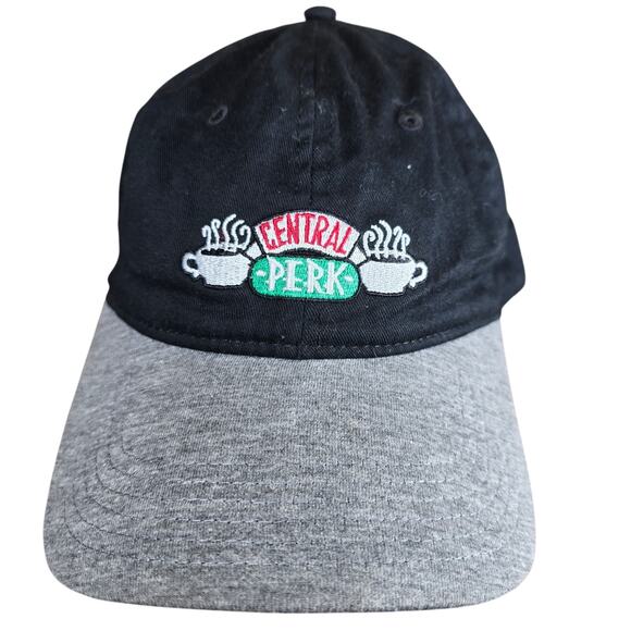 FRIENDS Accessories - Friends Central Perk Spellout Logo Baseball Hat Cap Black Gray Adjustable Strap